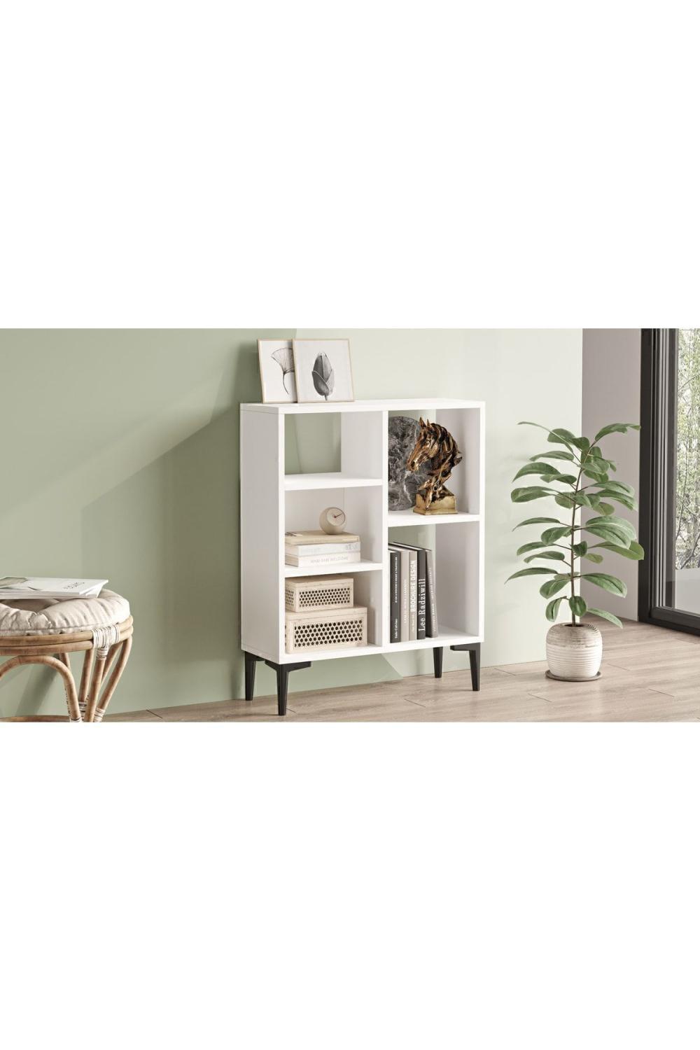 Baily Bibliothèque Étagère Sur pieds 88cm Blanc BAI1-W