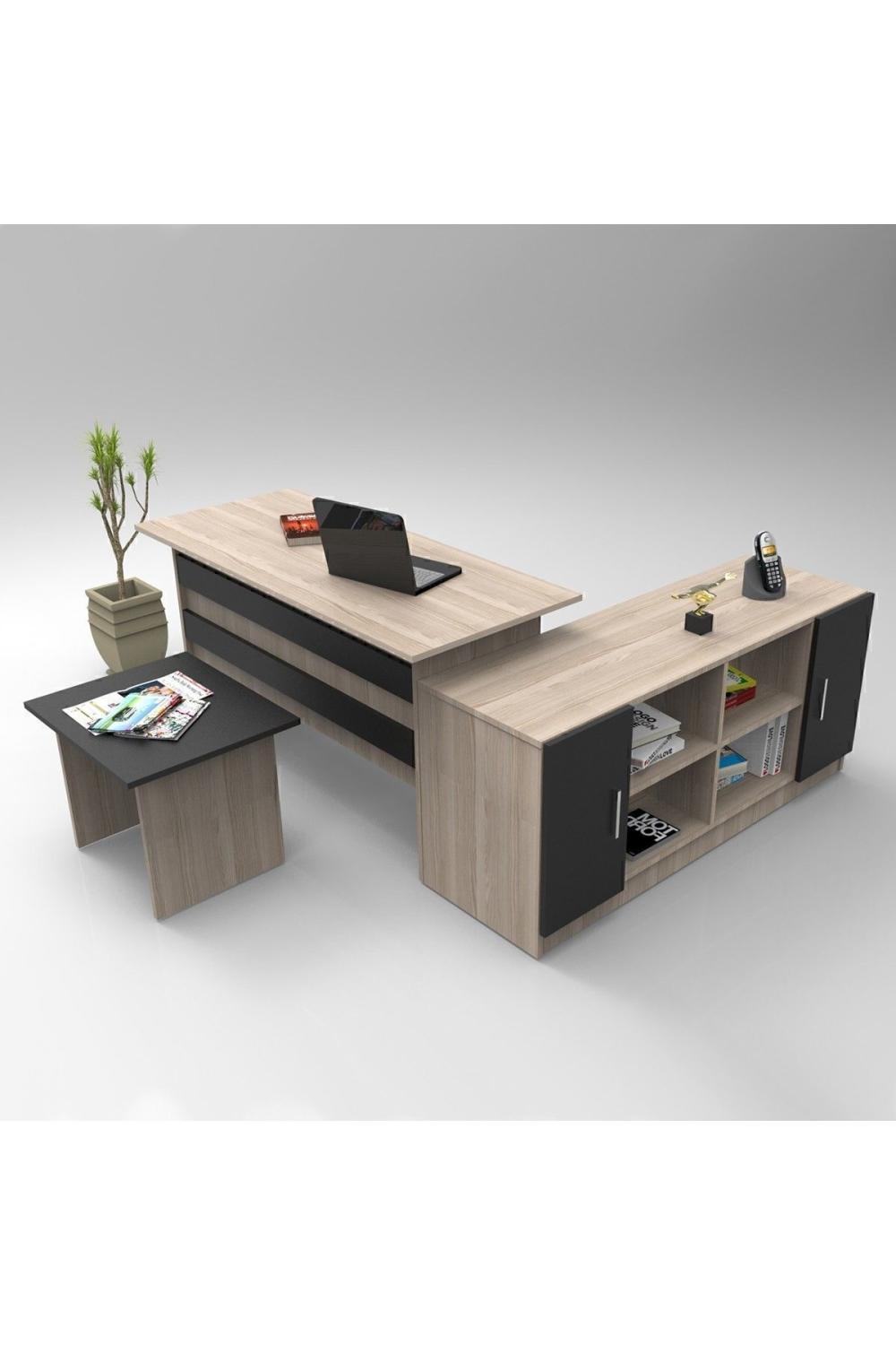 Bega ABF Bureau Bureau Table Ensemble 3 Couleur Chêne Noir BEG10-OB