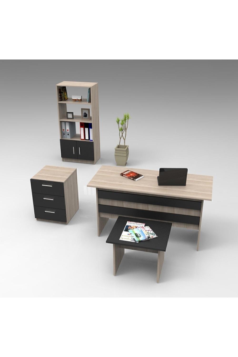 Bega ABCD Bureau Bureau Table Ensemble 3 Couleur Chêne-Noir BEG11-OB