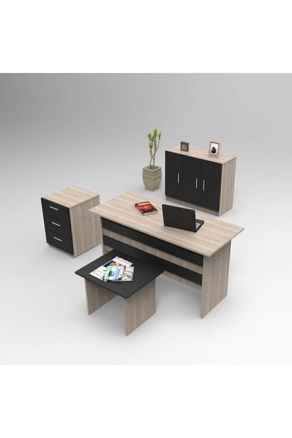 Bega ABCE Bureau Bureau Table Ensemble 3 Couleur Chêne Noir BEG12-OB