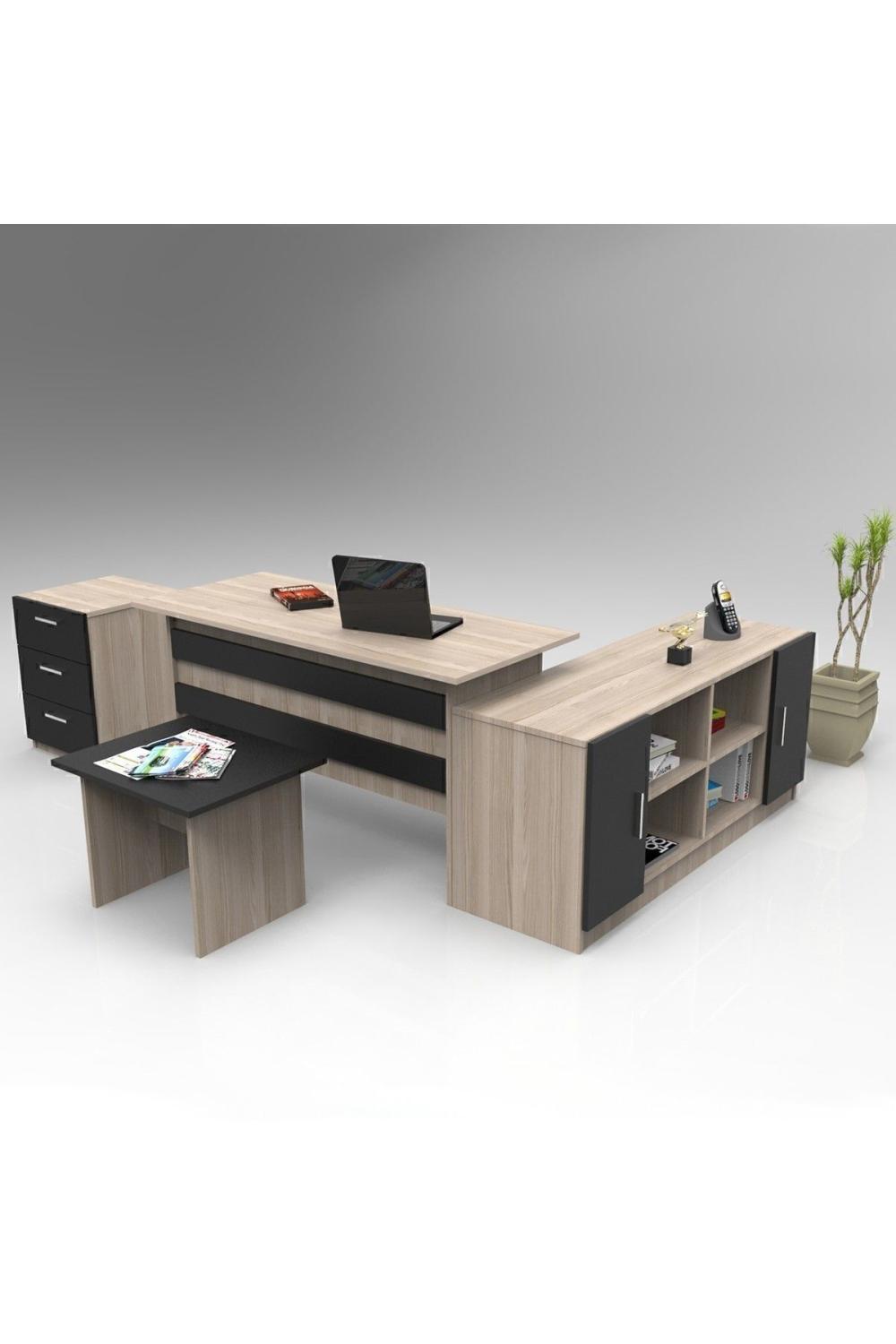 Bega ABCF Bureau Bureau Table Ensemble 3 Couleur Chêne Noir BEG13-OB