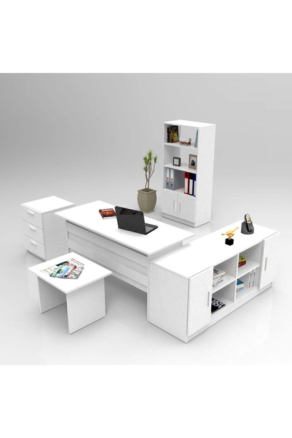 Bega ABCDF Bureau Bureau Table Ensemble 3 Couleur Blanc BEG15-W