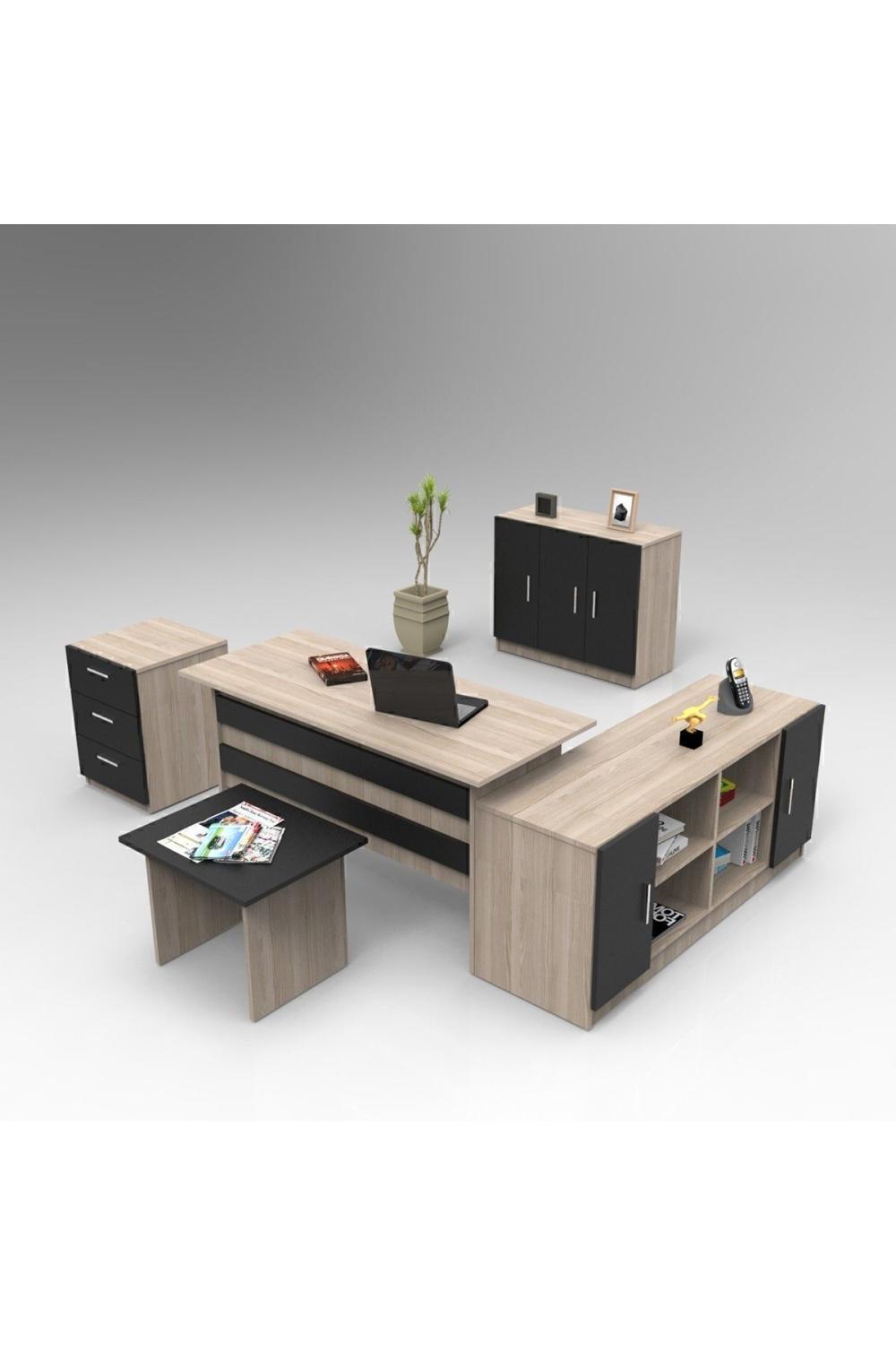 Bega ABCEF Bureau Bureau Table Ensemble 3 Couleur Chêne-Noir BEG16-OB