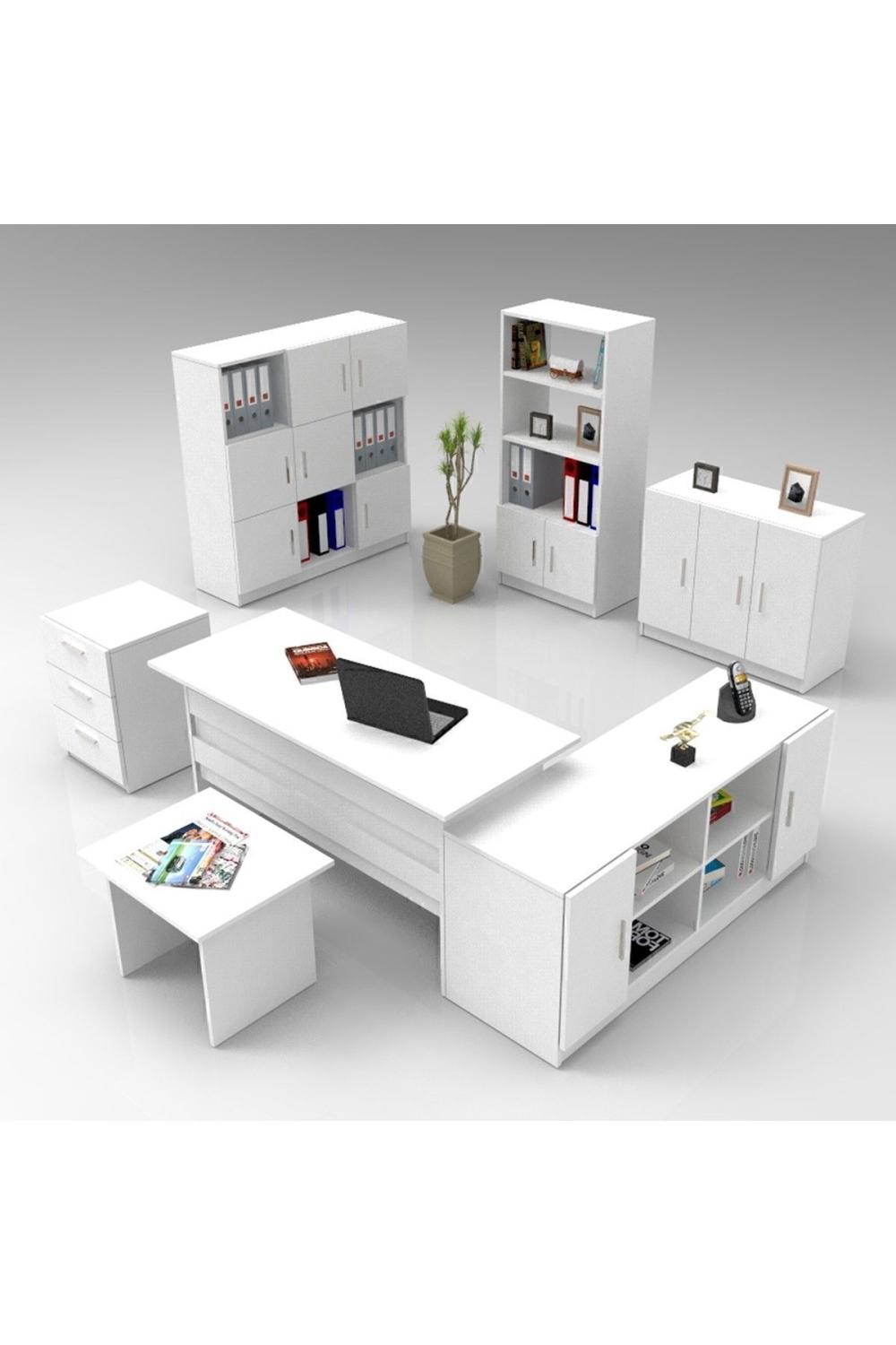 Bega ABCDEFG2 Bureau Table Makam Ensemble 3 Couleur Blanc BEG19-W