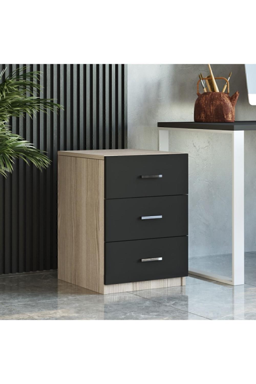 Bega C Bureau 3 Avec tiroirs Keson 3 Couleur Chêne Noir BEG3-OB