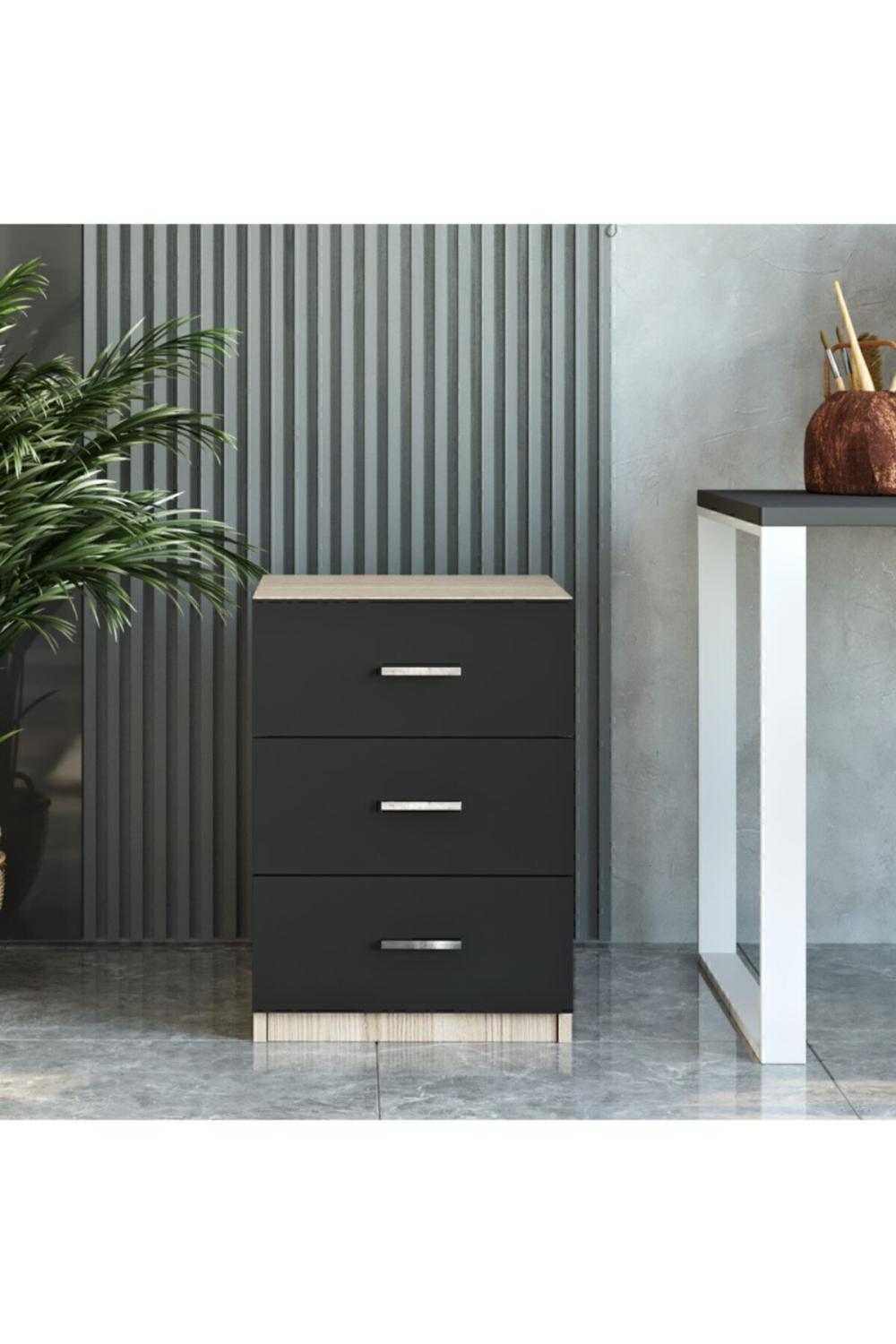 Bega C Bureau 3 Avec tiroirs Keson 3 Couleur Chêne Noir BEG3-OB