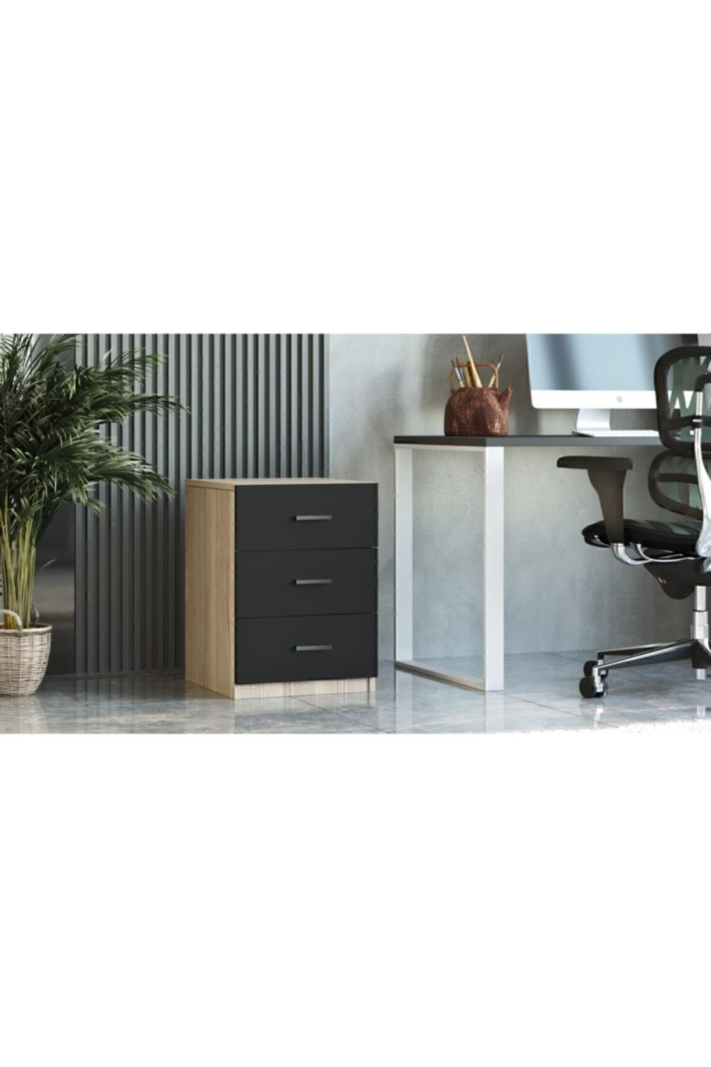 Bega C Bureau 3 Avec tiroirs Keson 3 Couleur Chêne Noir BEG3-OB