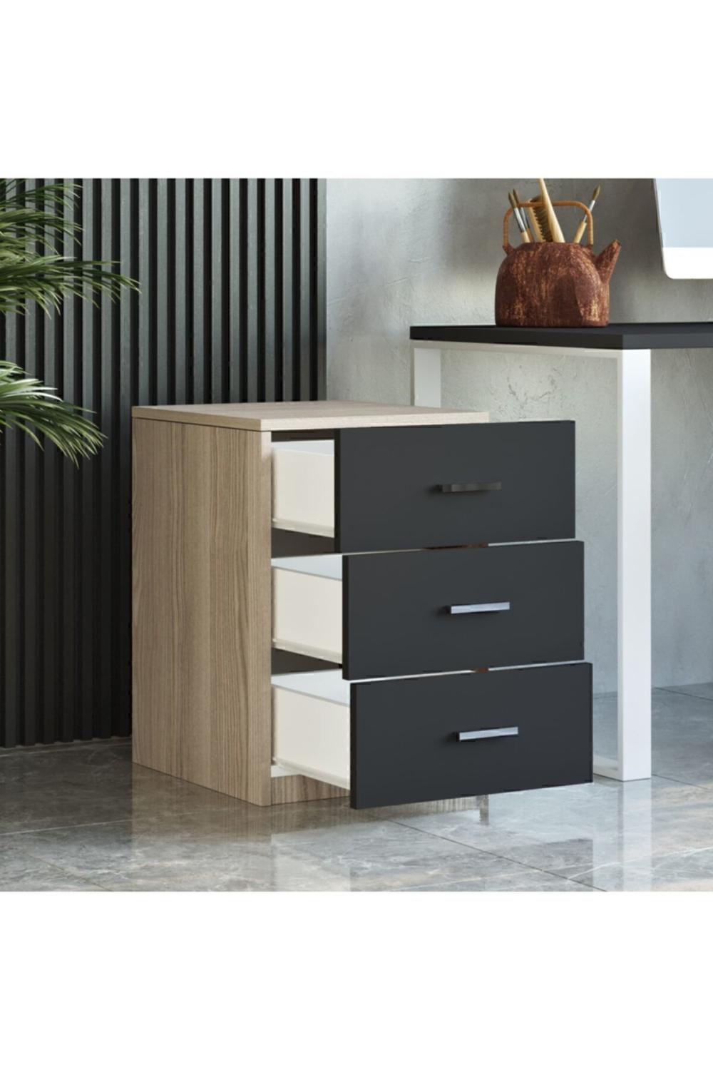 Bega C Bureau 3 Avec tiroirs Keson 3 Couleur Chêne Noir BEG3-OB