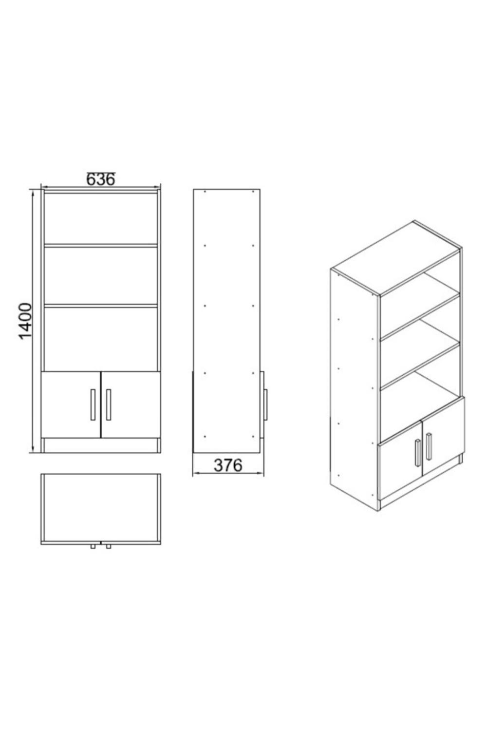 Bega D Bureau Bibliothèque À étagères Avec portes Baroque-Anthracite BEG4-BA
