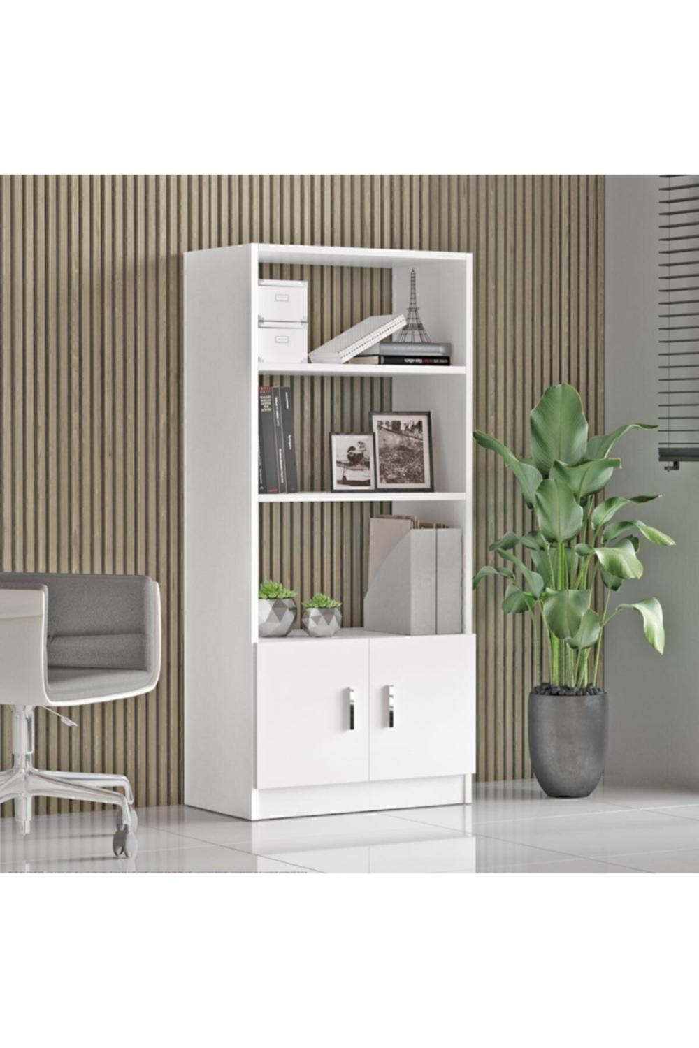Bega D Bureau Bibliothèque À étagères Avec portes 3 Couleur Blanc BEG4-W