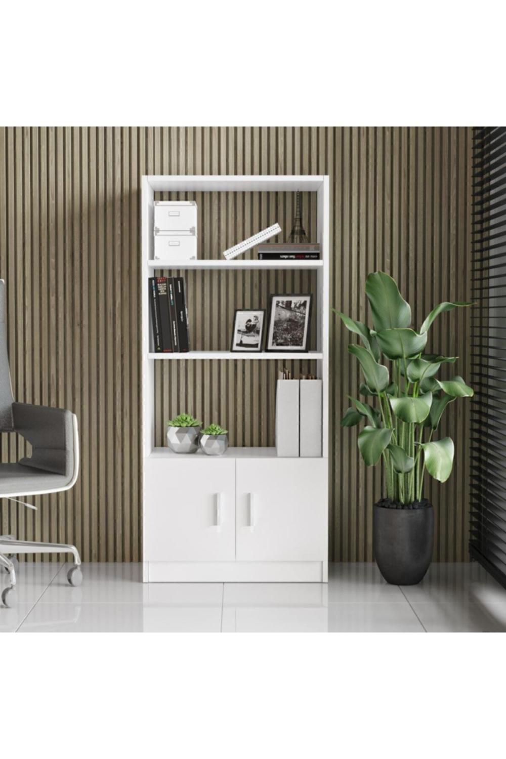Bega D Bureau Bibliothèque À étagères Avec portes 3 Couleur Blanc BEG4-W