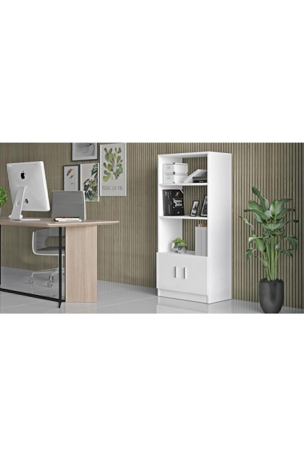 Bega D Bureau Bibliothèque À étagères Avec portes 3 Couleur Blanc BEG4-W