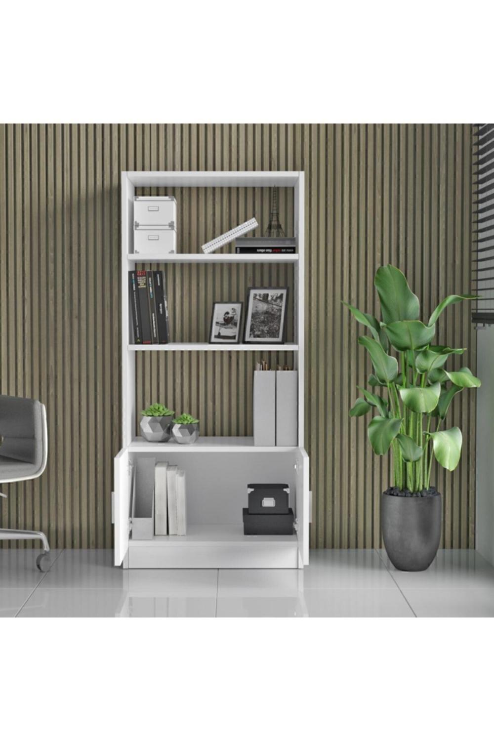 Bega D Bureau Bibliothèque À étagères Avec portes 3 Couleur Blanc BEG4-W