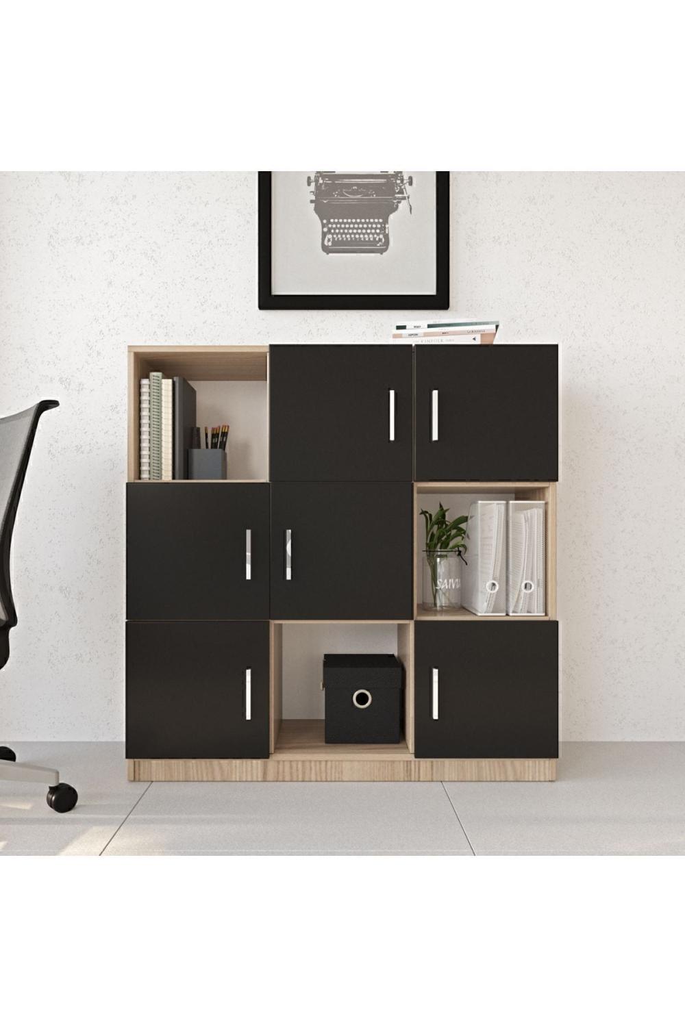 Bega G Bureau Klasör Armoire Bibliothèque 3 Couleur Chêne-Noir BEG7-OB
