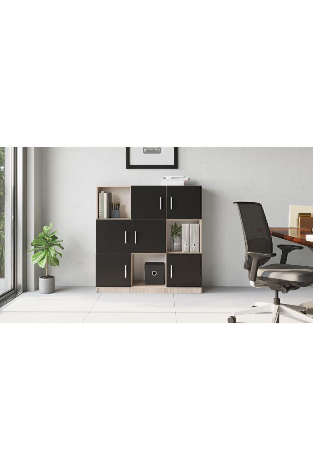 Bega G Bureau Klasör Armoire Bibliothèque 3 Couleur Chêne-Noir BEG7-OB