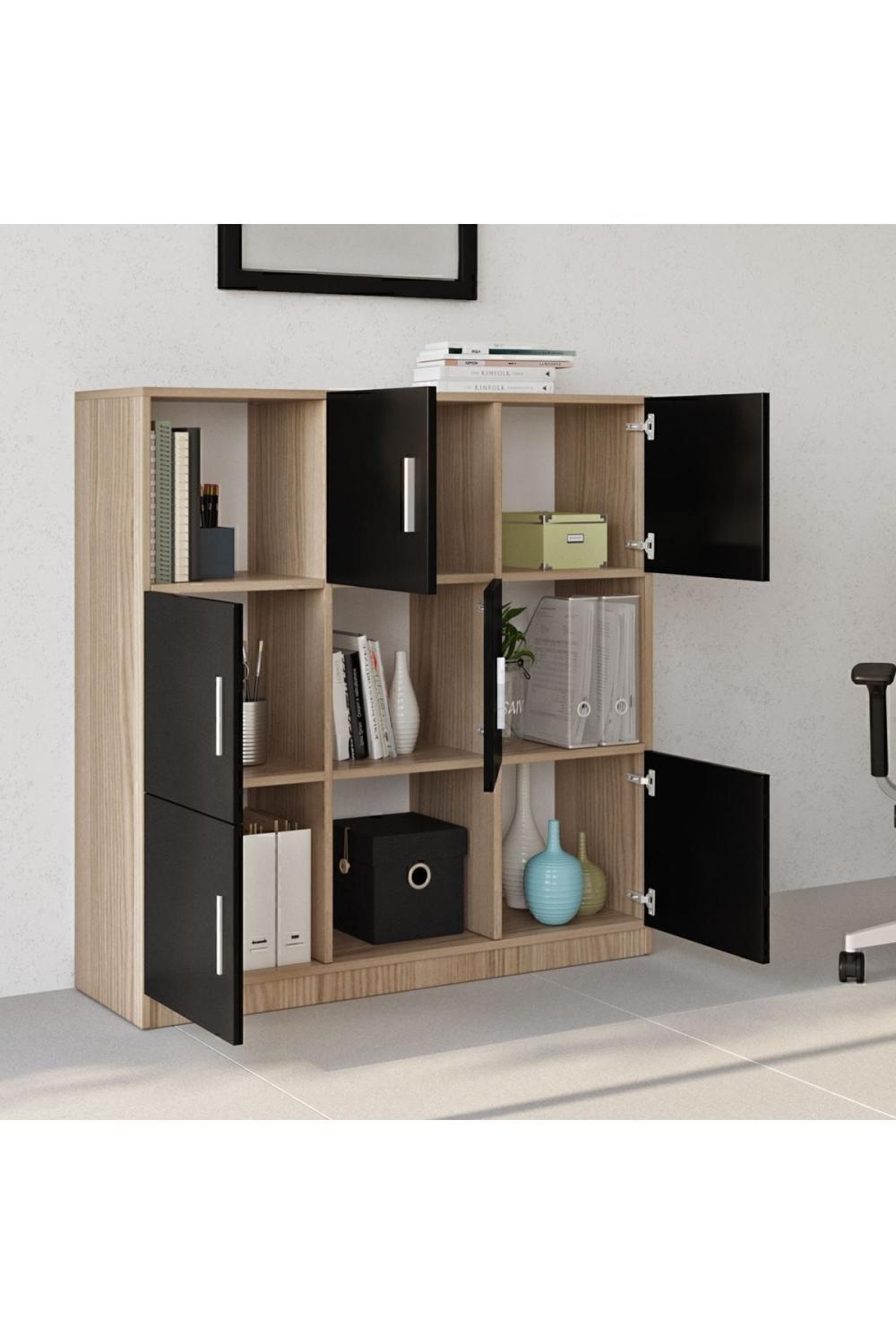 Bega G Bureau Klasör Armoire Bibliothèque 3 Couleur Chêne-Noir BEG7-OB