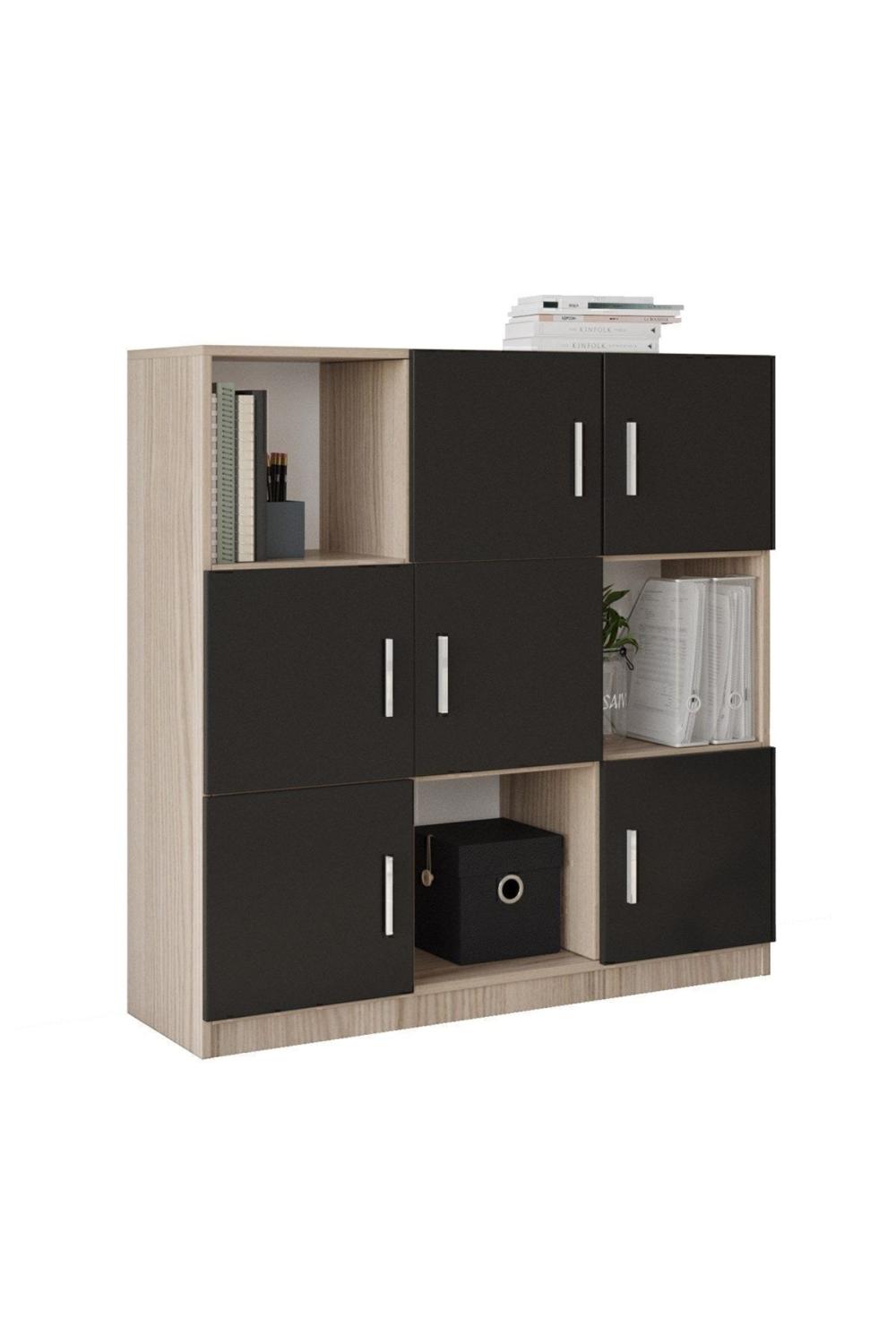 Bega G Bureau Klasör Armoire Bibliothèque 3 Couleur Chêne-Noir BEG7-OB