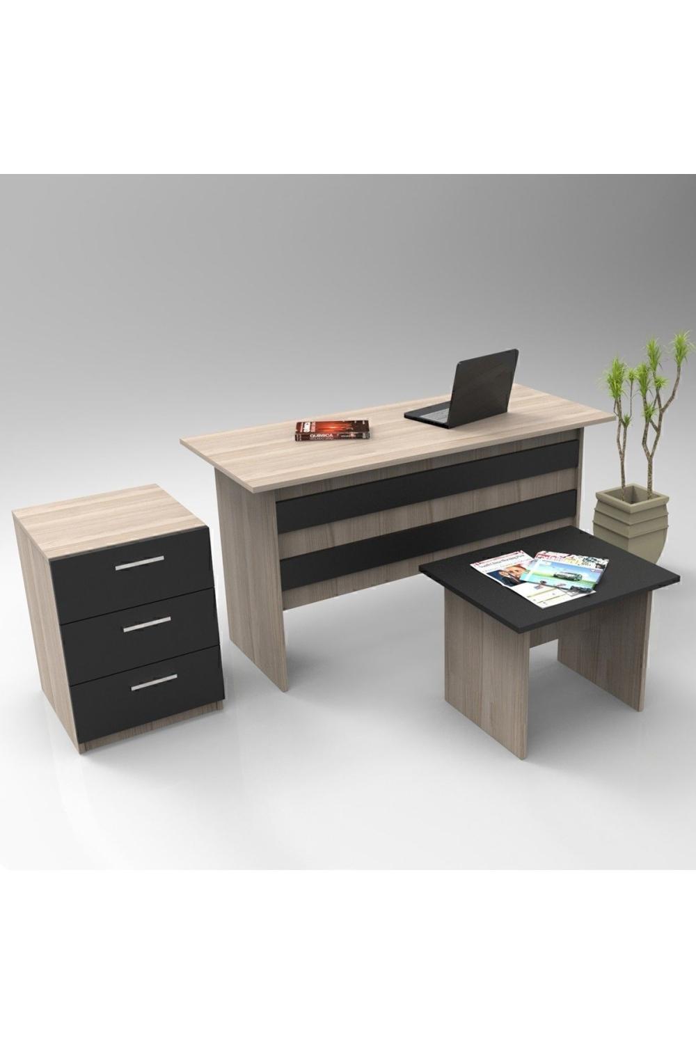 Bega ABC Table Table basse Keson Bureau Bureau Table Ensemble 3 Couleur Chêne Noir BEG9-OB