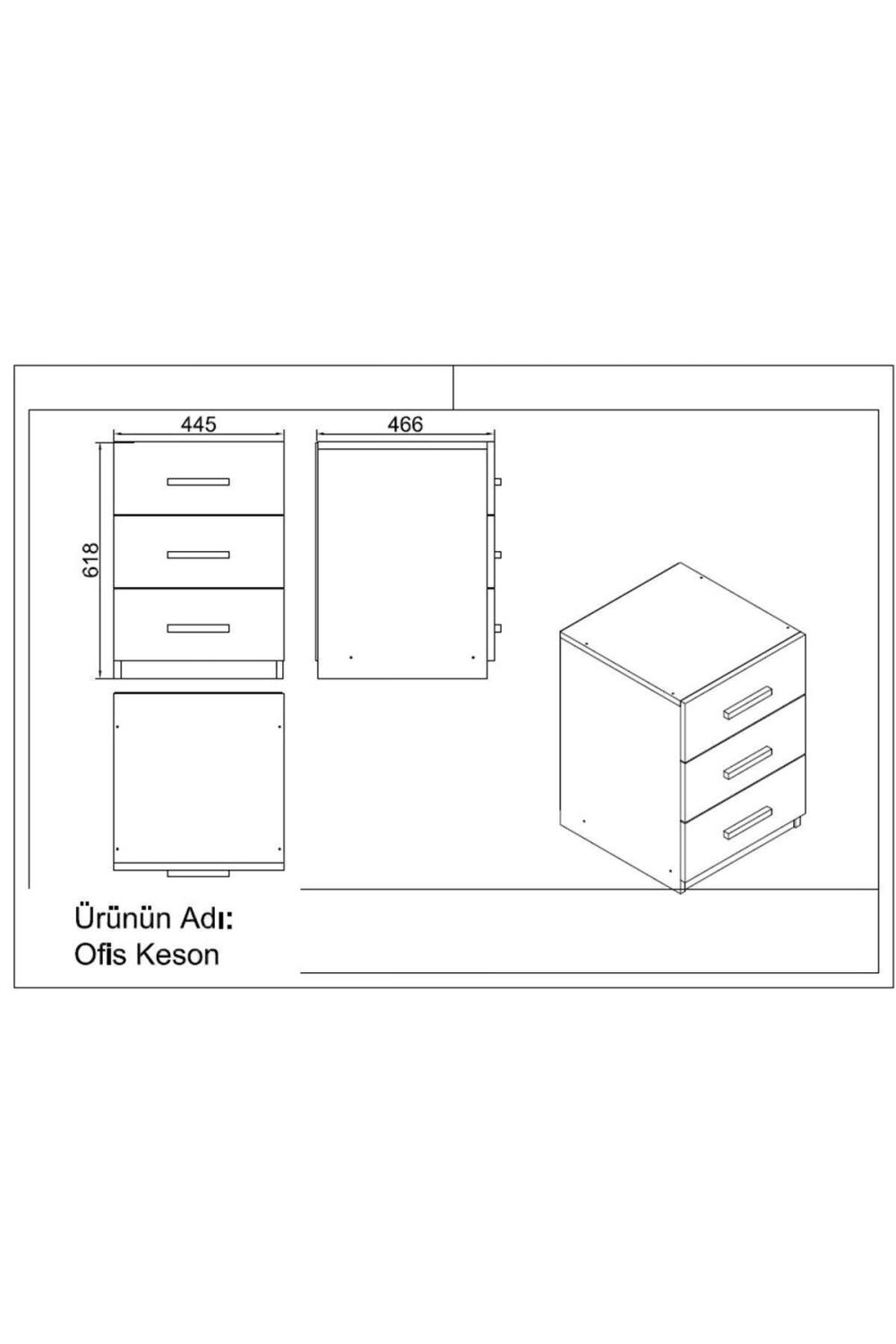 Bega ABC Table Table basse Keson Bureau Bureau Table Ensemble 3 Couleur Chêne Noir BEG9-OB