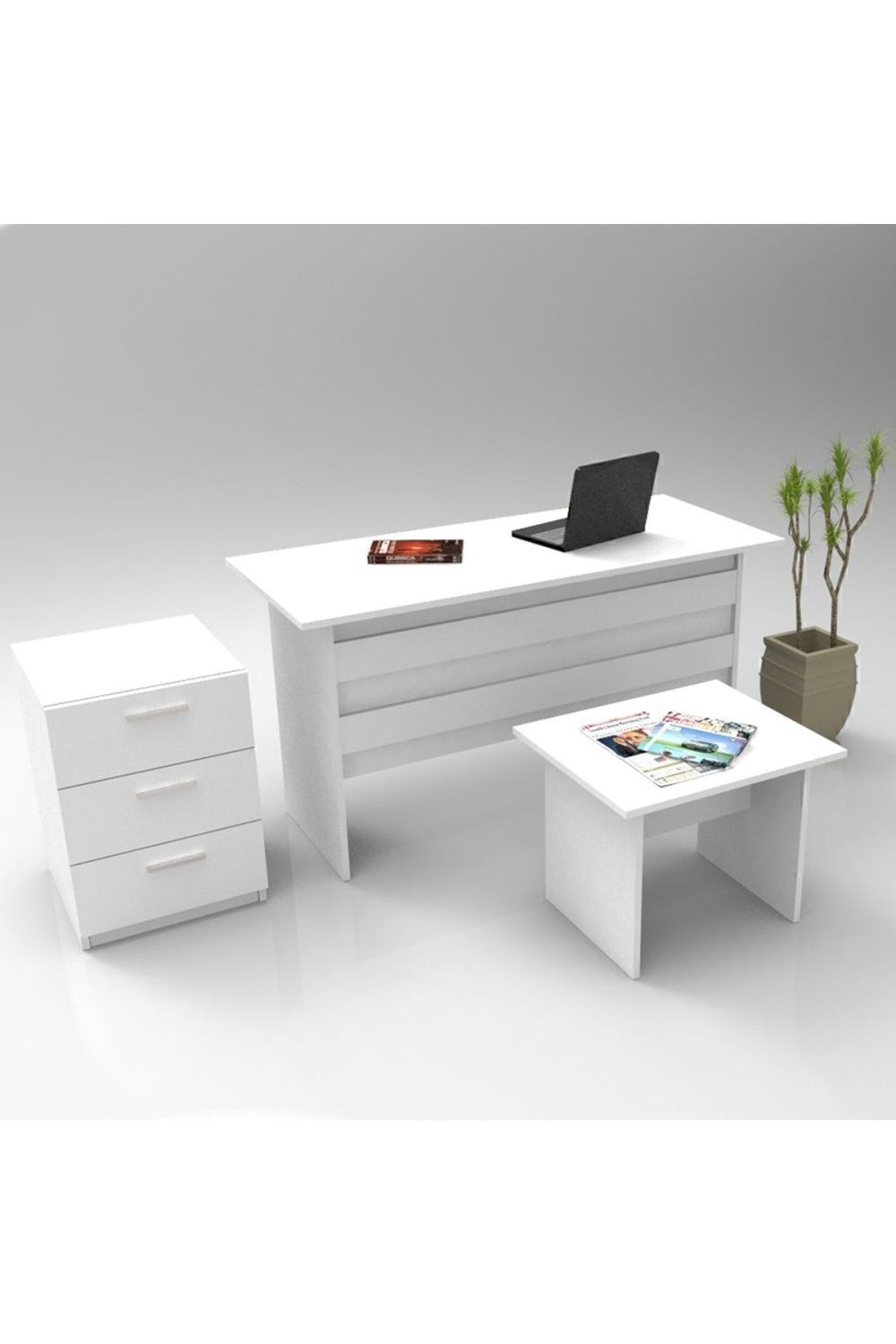 Bega ABC Table Table basse Keson Bureau Bureau Table Ensemble 3 Couleur Blanc BEG9-W