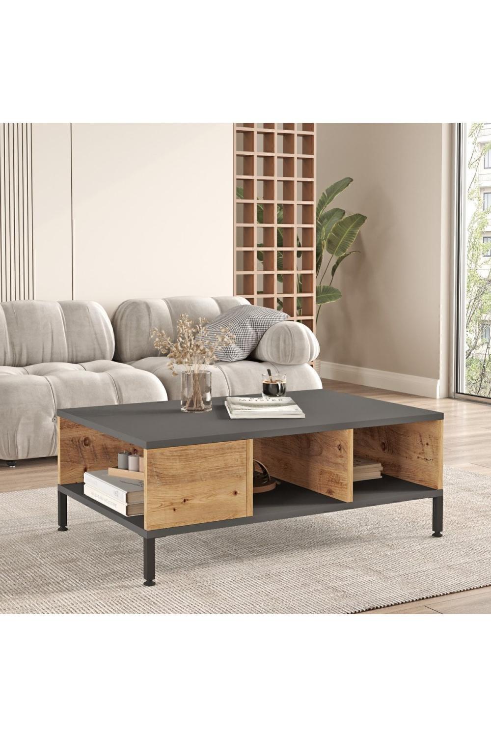 Table Basse Best 60×90 cm avec Pieds Métalliques – Pin BES2-AA