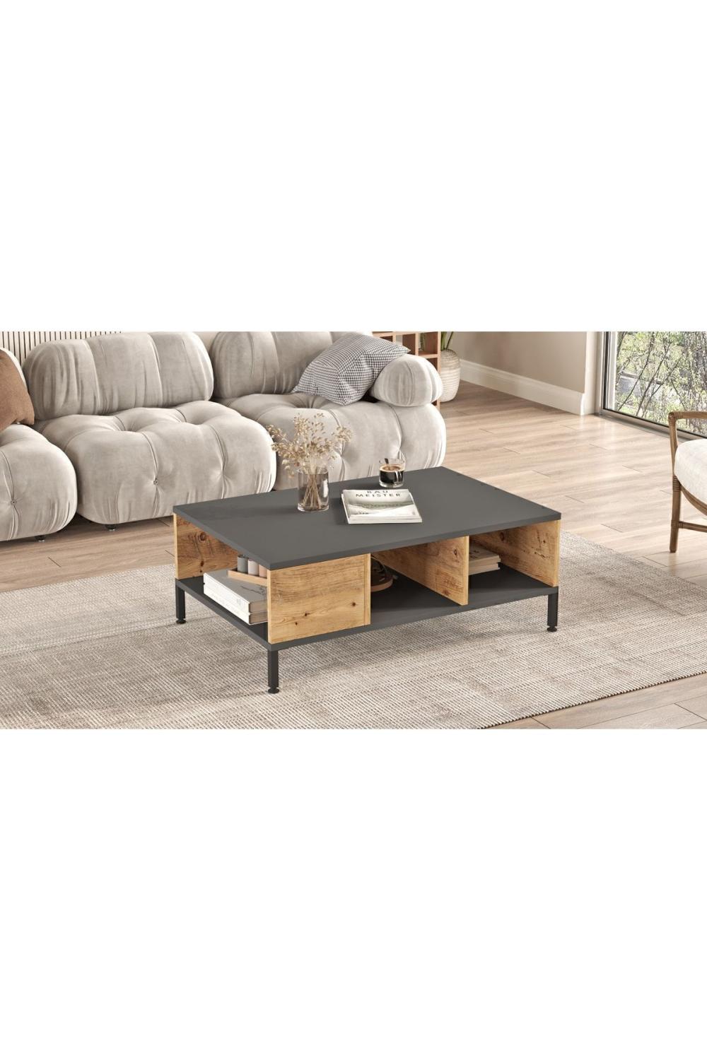 Table Basse Best 60×90 cm avec Pieds Métalliques – Pin BES2-AA