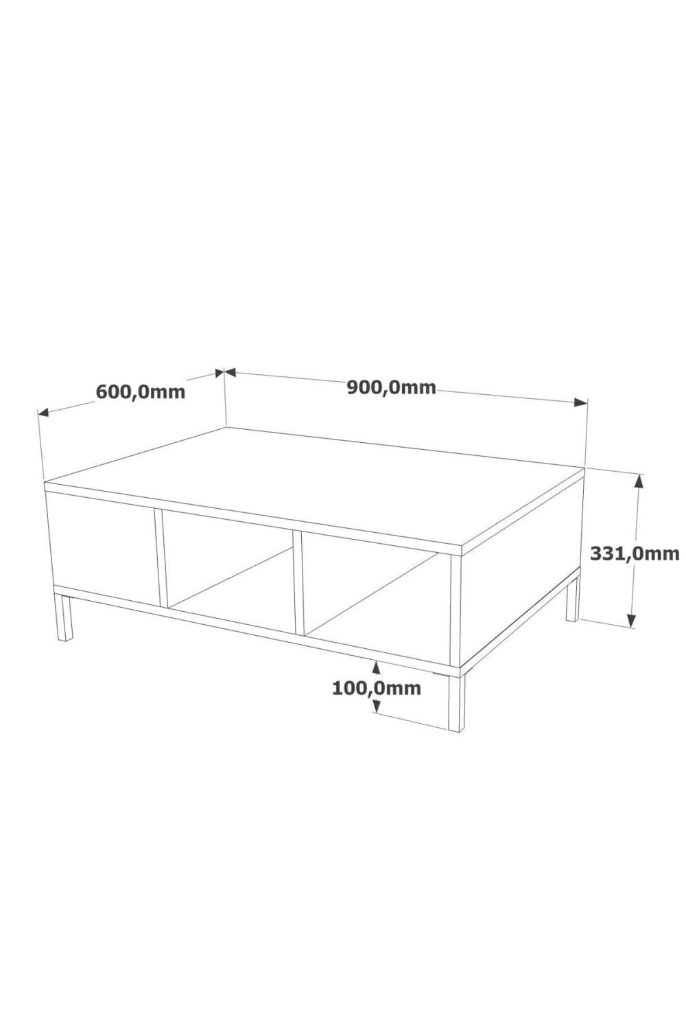 Table Basse Best 60×90 cm avec Pieds Métalliques – Pin BES2-AA