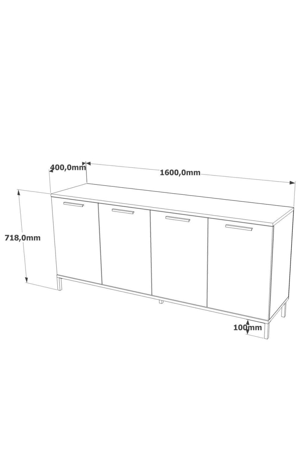 Best 160cm 4 Avec portes Métal Sur pieds Pin Konsol BES4-AA