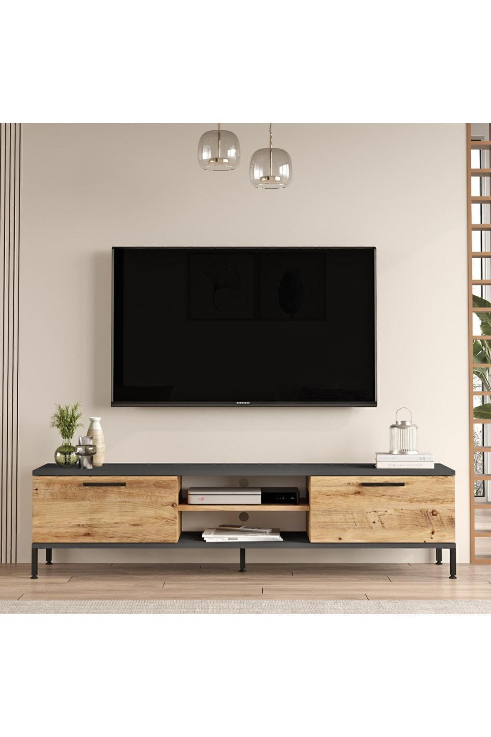 Ensemble Salon Best 2 Pièces (Meuble TV + Table Basse) avec Pieds Métalliques – Pin BES5-AA