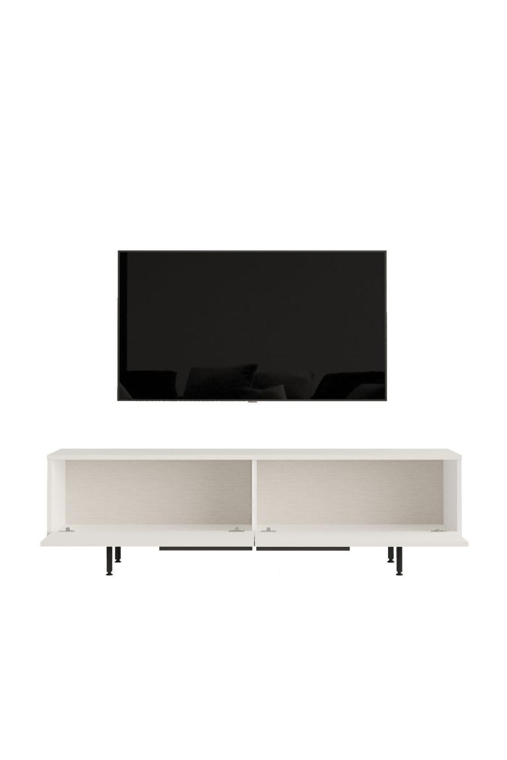 Meuble TV Bohem 160 cm avec Pieds Métalliques – Blanc BOH1-W