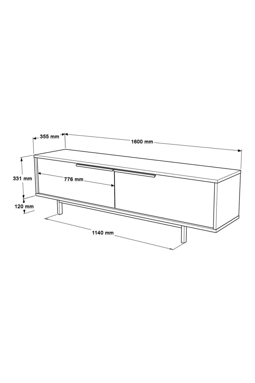 Meuble TV Bohem 160 cm avec Pieds Métalliques – Blanc BOH1-W