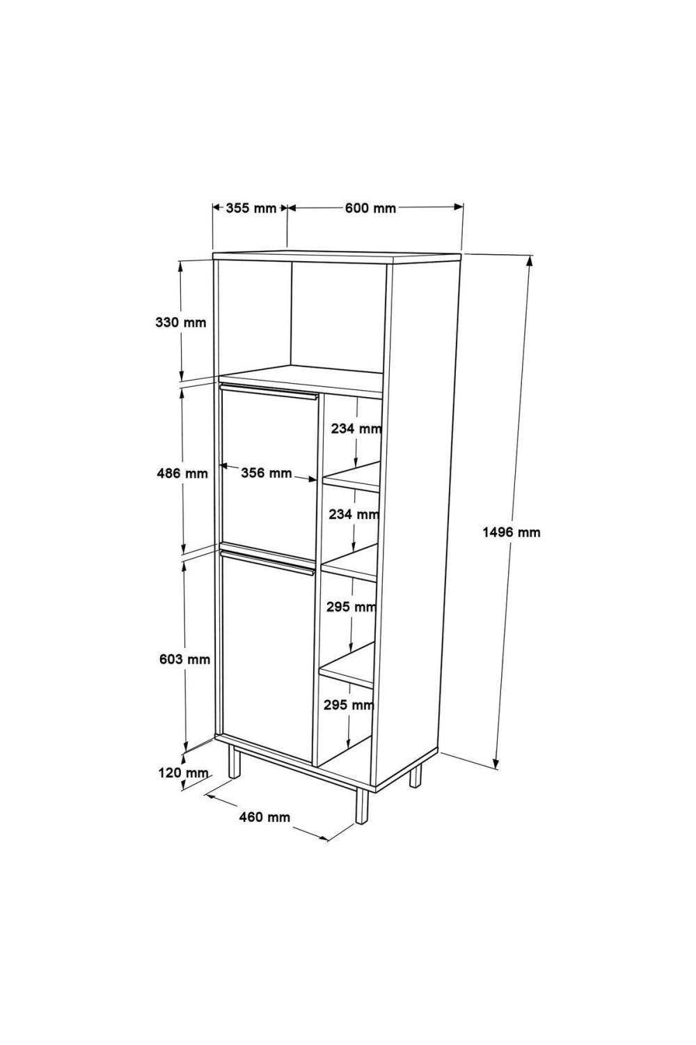 Bohem Kitchen Storage Cabinet with Microwave Unit, 2 Doors & Shelving, Metal Legs – Basket Finish (Jute Pattern) BOH10A-S