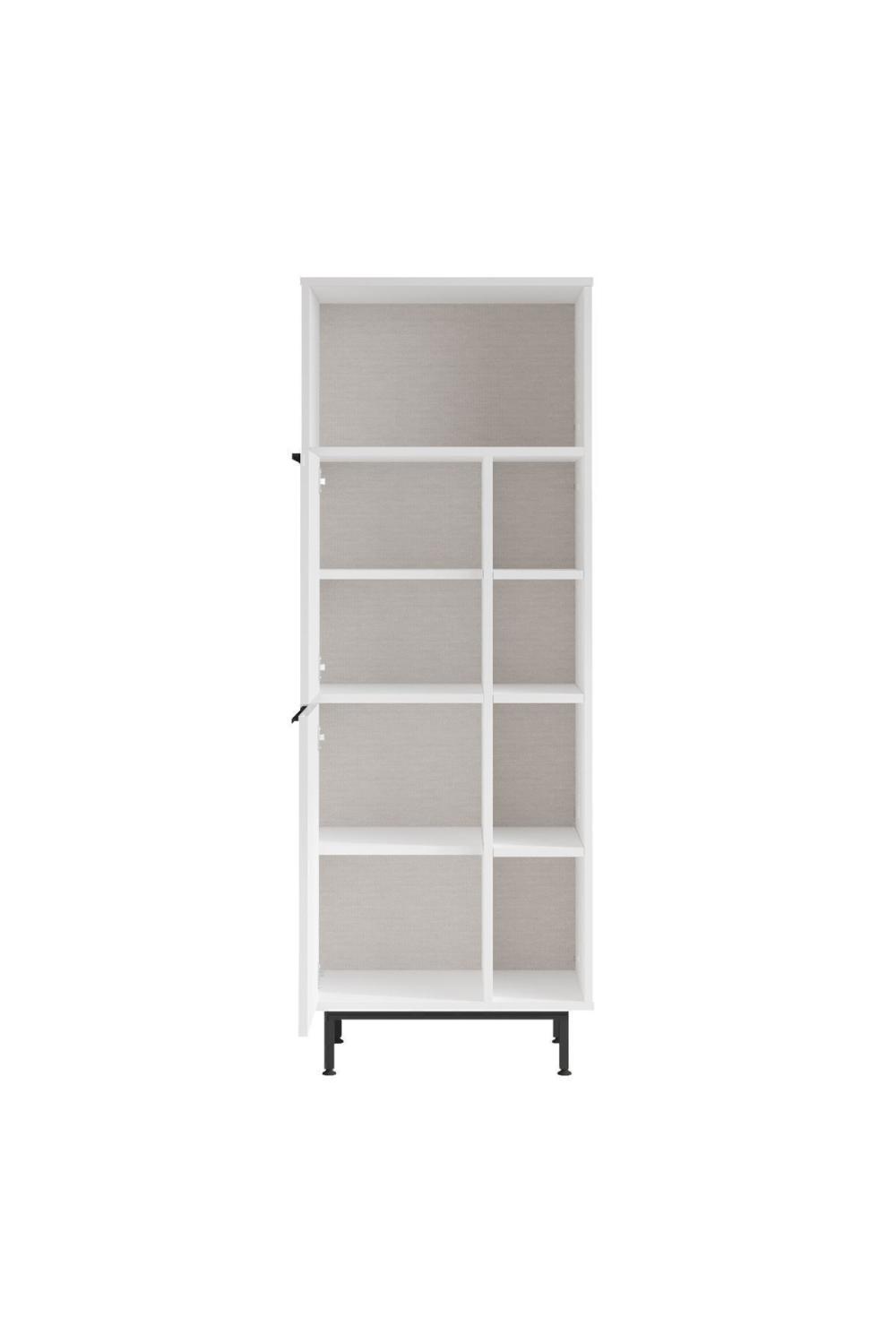 Armoire de Cuisine Bohem avec Espace Micro-ondes, 2 Portes et Étagères, Pieds Métalliques – Blanc BOH10A-W