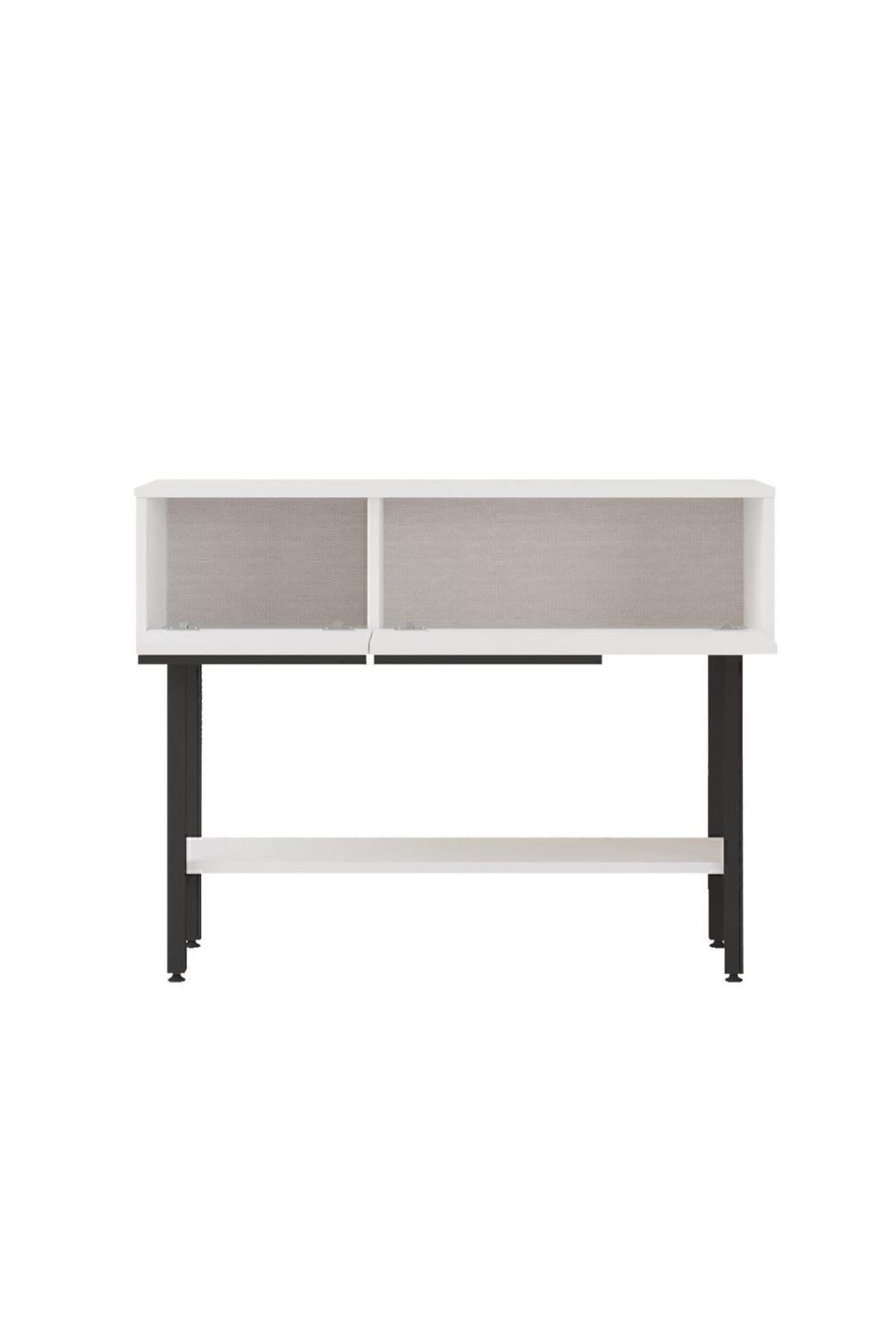 Console Bohem 100 cm avec Miroir et Porte, Pieds Métalliques – Blanc BOH12-W