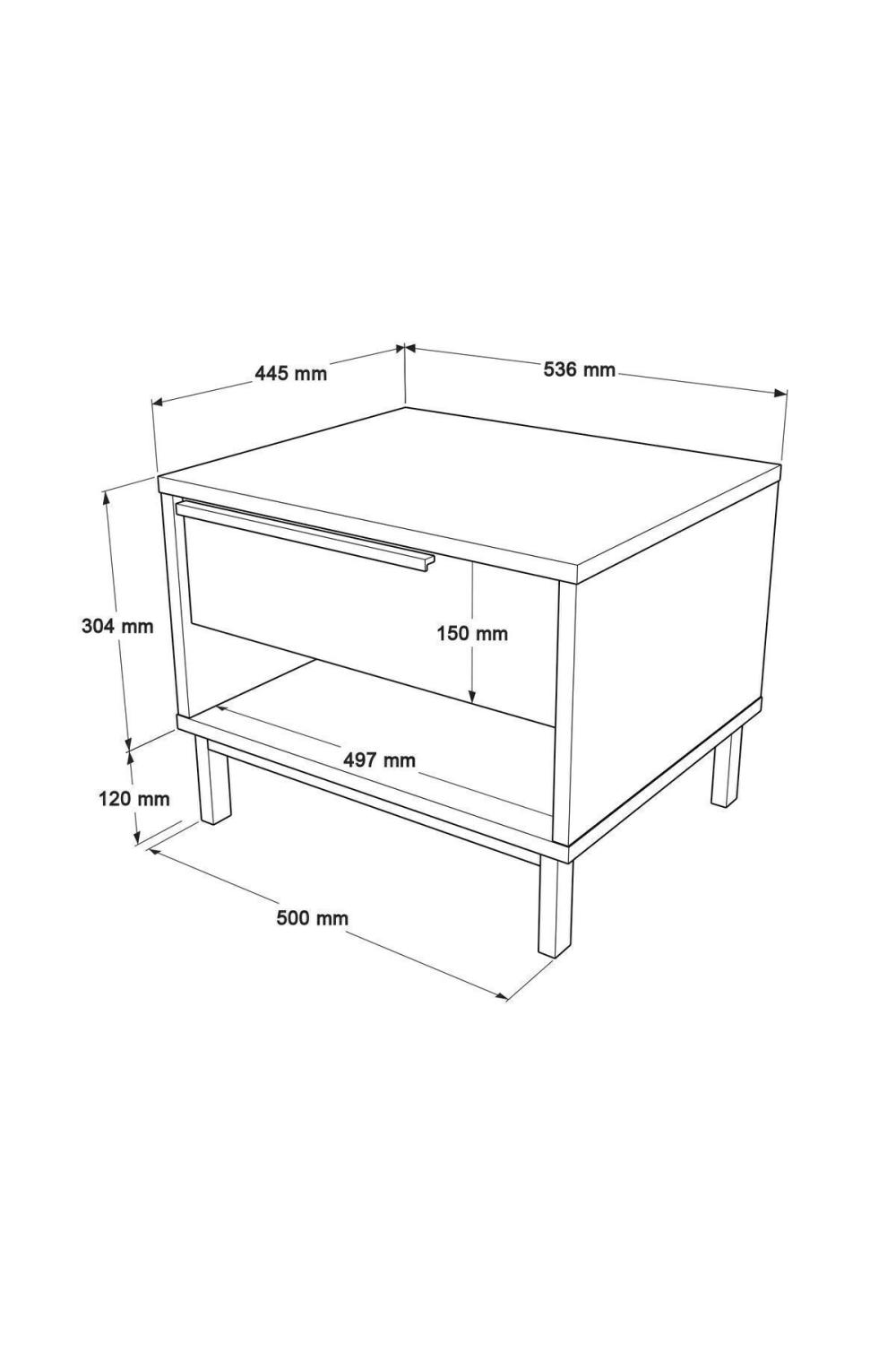 Table de Chevet Bohem avec Tiroir, Pieds Métalliques – Finition Panier (Aspect Jute) BOH14-S