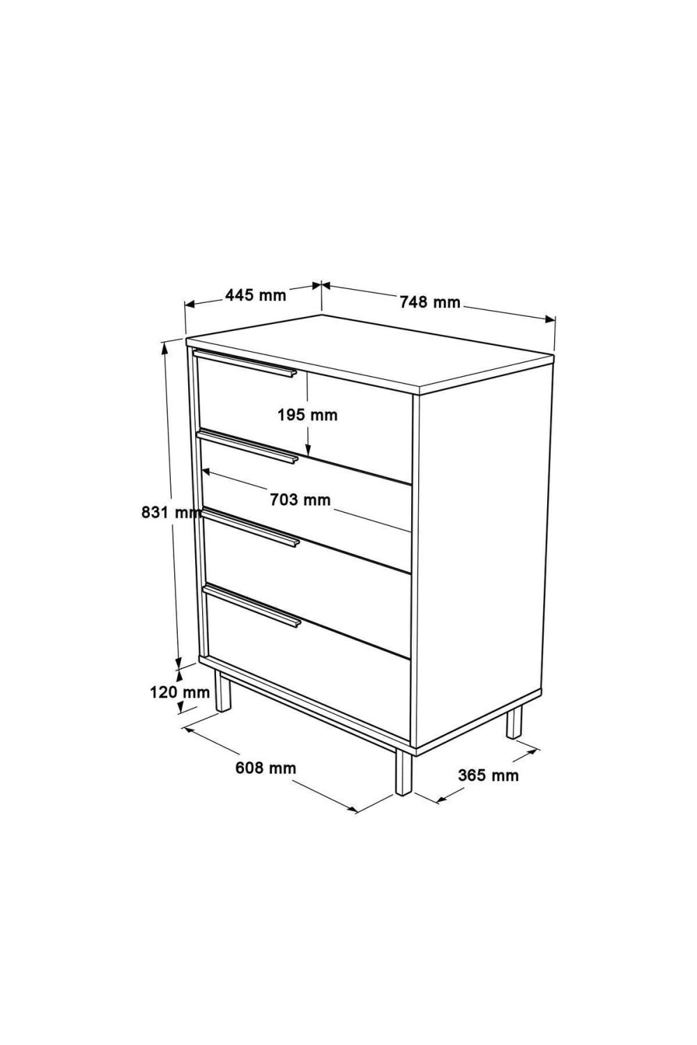 Commode Bohem 4 Tiroirs avec Pieds Métalliques – Finition Panier (Aspect Jute) BOH17-S