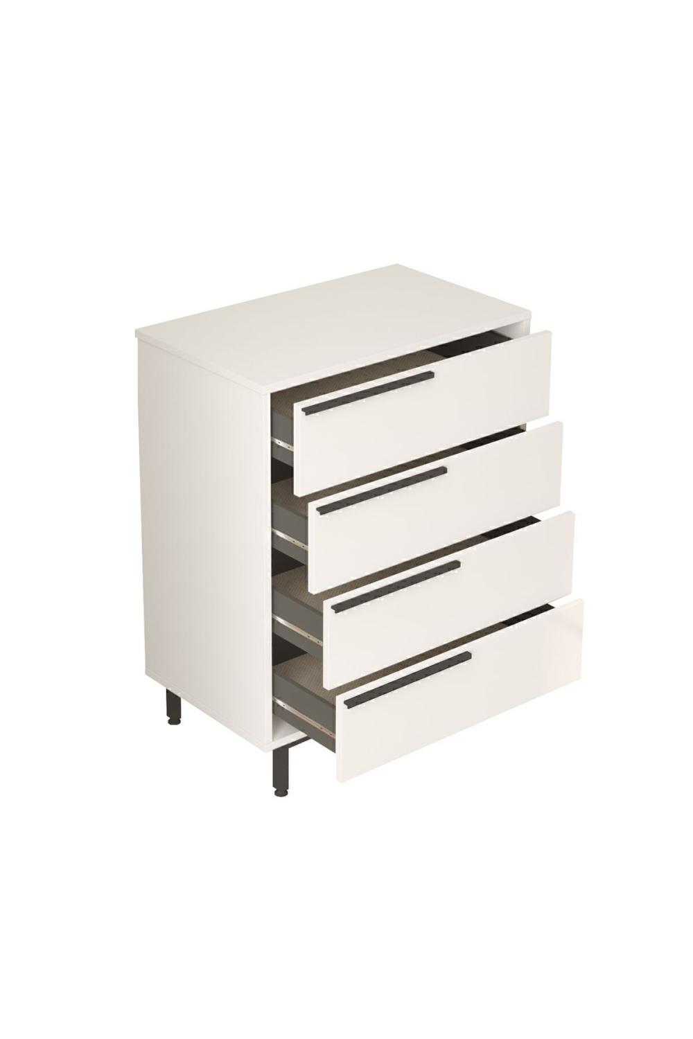 Commode Bohem 4 Tiroirs avec Pieds Métalliques – Blanc BOH17-W