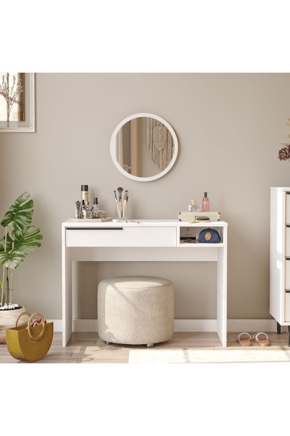 Bohème Maquillage Table 100cm Avec miroir Avec tiroirs Blanc BOH18-W