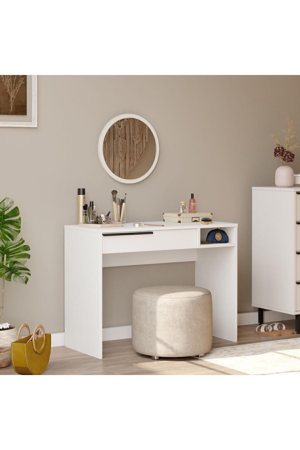 Bohème Maquillage Table 100cm Avec miroir Avec tiroirs Blanc BOH18-W