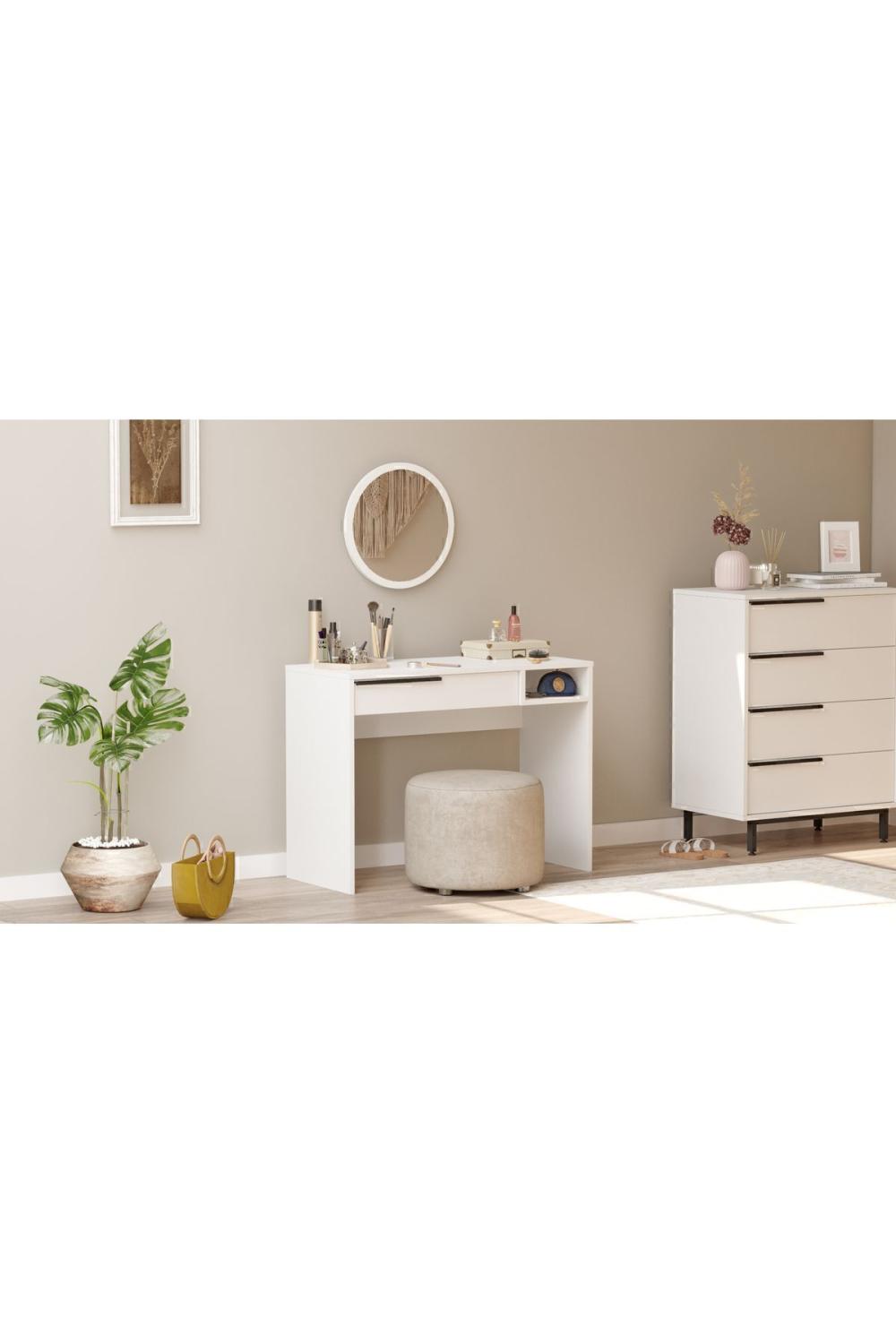 Bohème Maquillage Table 100cm Avec miroir Avec tiroirs Blanc BOH18-W