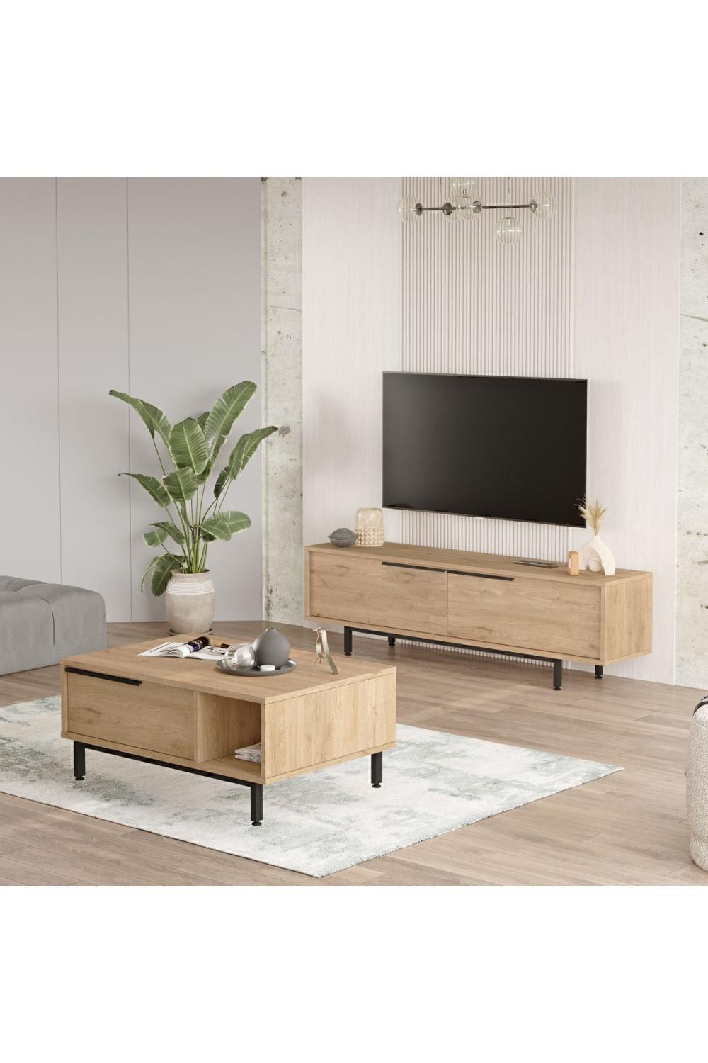 Bohème Meuble TV Table basse 2'Li Ensemble Panier BOH19-S