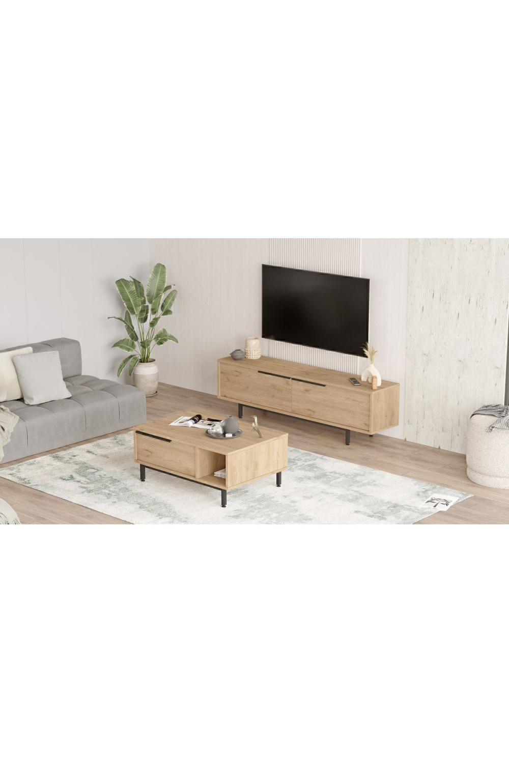 Bohème Meuble TV Table basse 2'Li Ensemble Panier BOH19-S