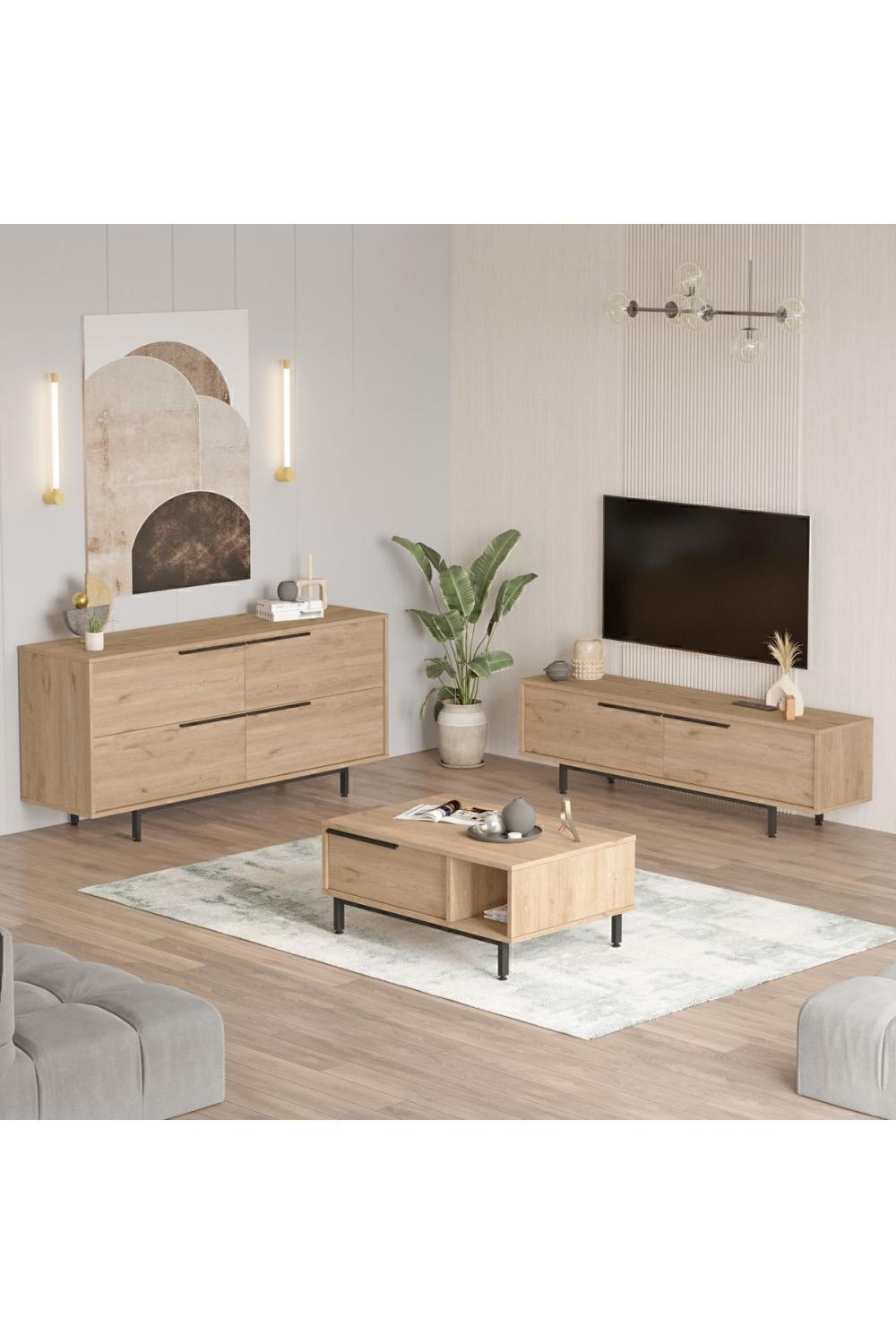 Bohème Meuble TV Table basse Konsol 3'Lü Ensemble Panier BOH20-S