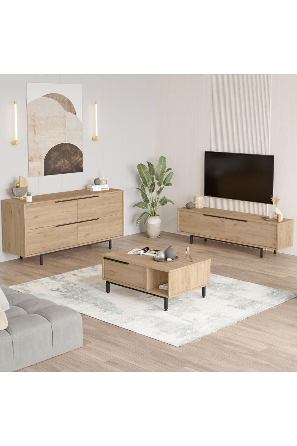 Bohème Meuble TV Table basse Konsol 3'Lü Ensemble Panier BOH20-S