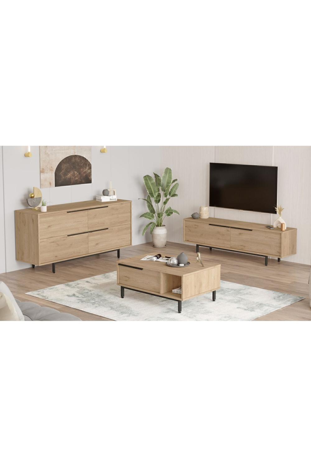 Bohème Meuble TV Table basse Konsol 3'Lü Ensemble Panier BOH20-S