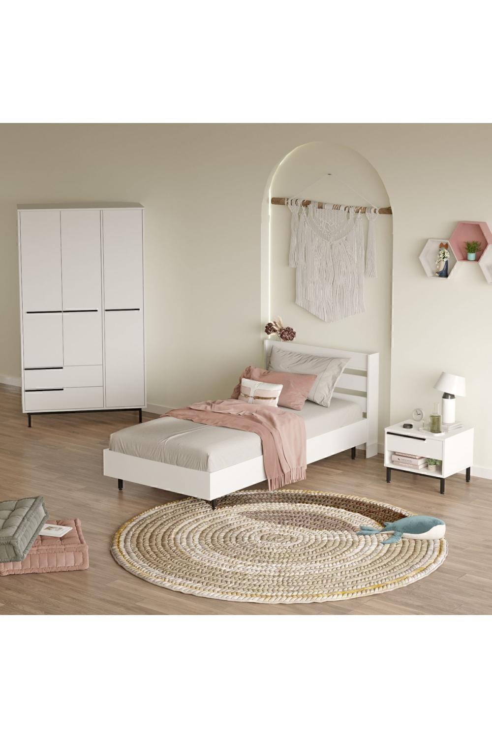 Bohème Karyola Komodin Armoire Chambre ado Ensemble 3'Lü Ensemble Blanc BOH23-W