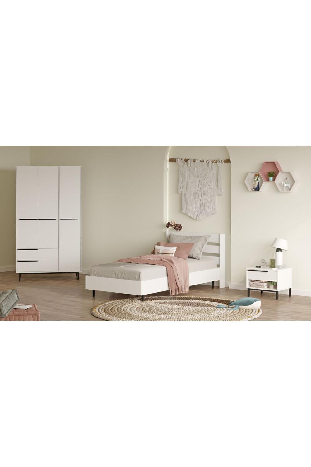 Bohème Karyola Komodin Armoire Chambre ado Ensemble 3'Lü Ensemble Blanc BOH23-W