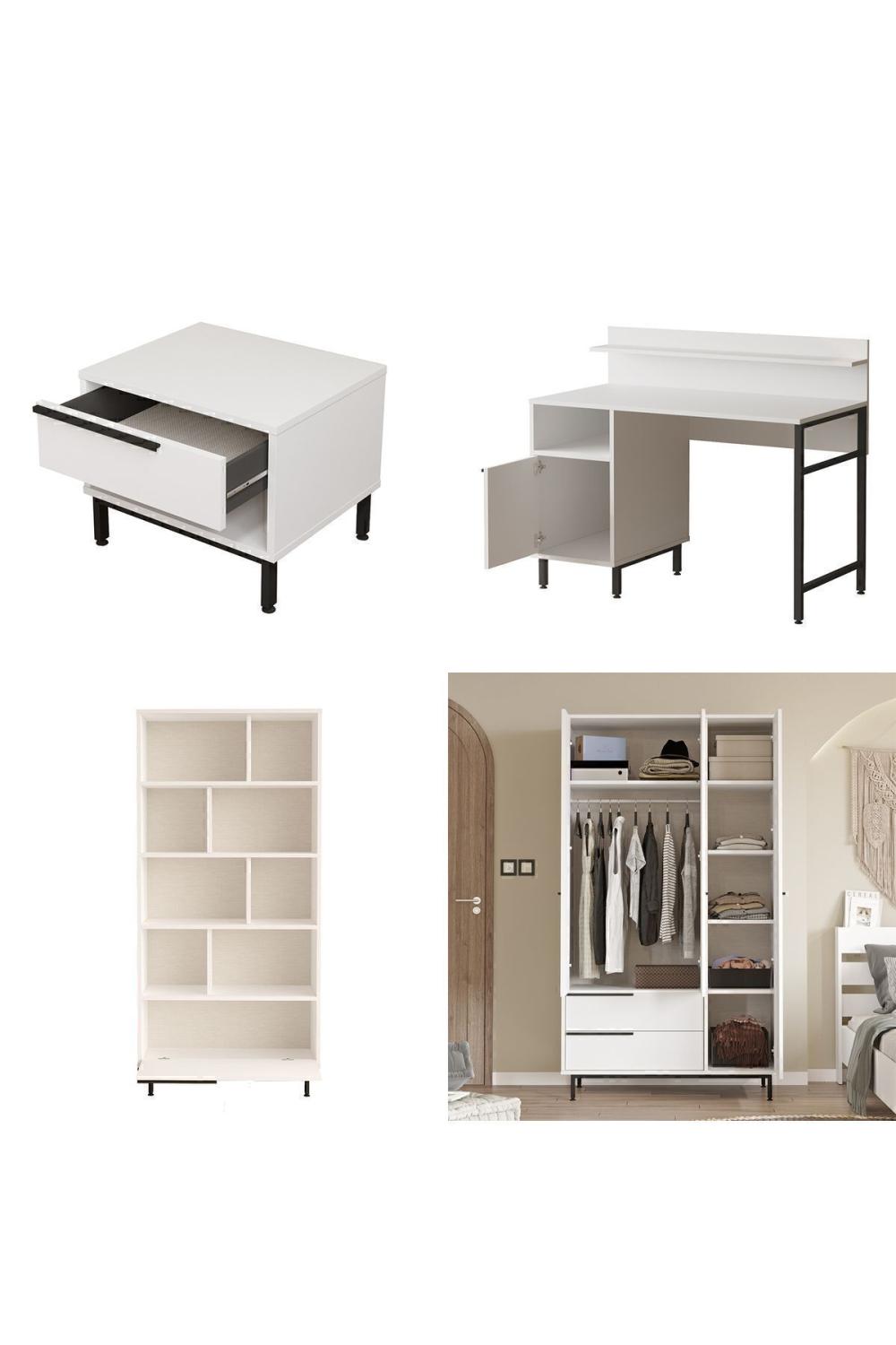 Bohème Chambre ado Ensemble 5'li Ensemble Blanc BOH25-W