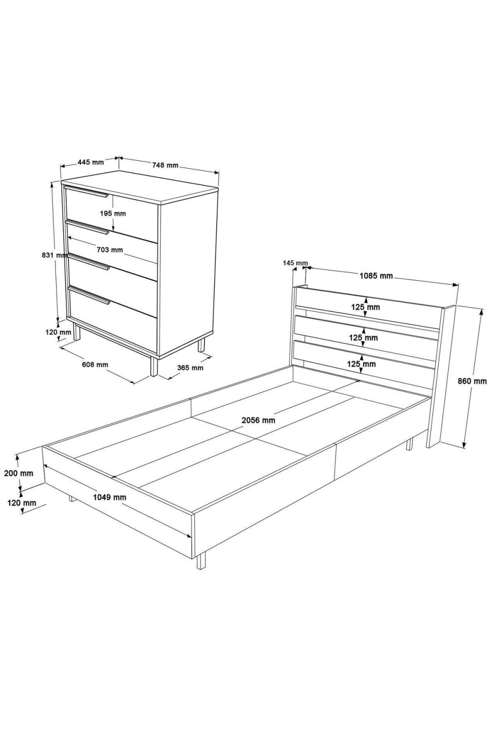 Bohème Chambre ado Ensemble 6'lı Ensemble Blanc BOH26-W