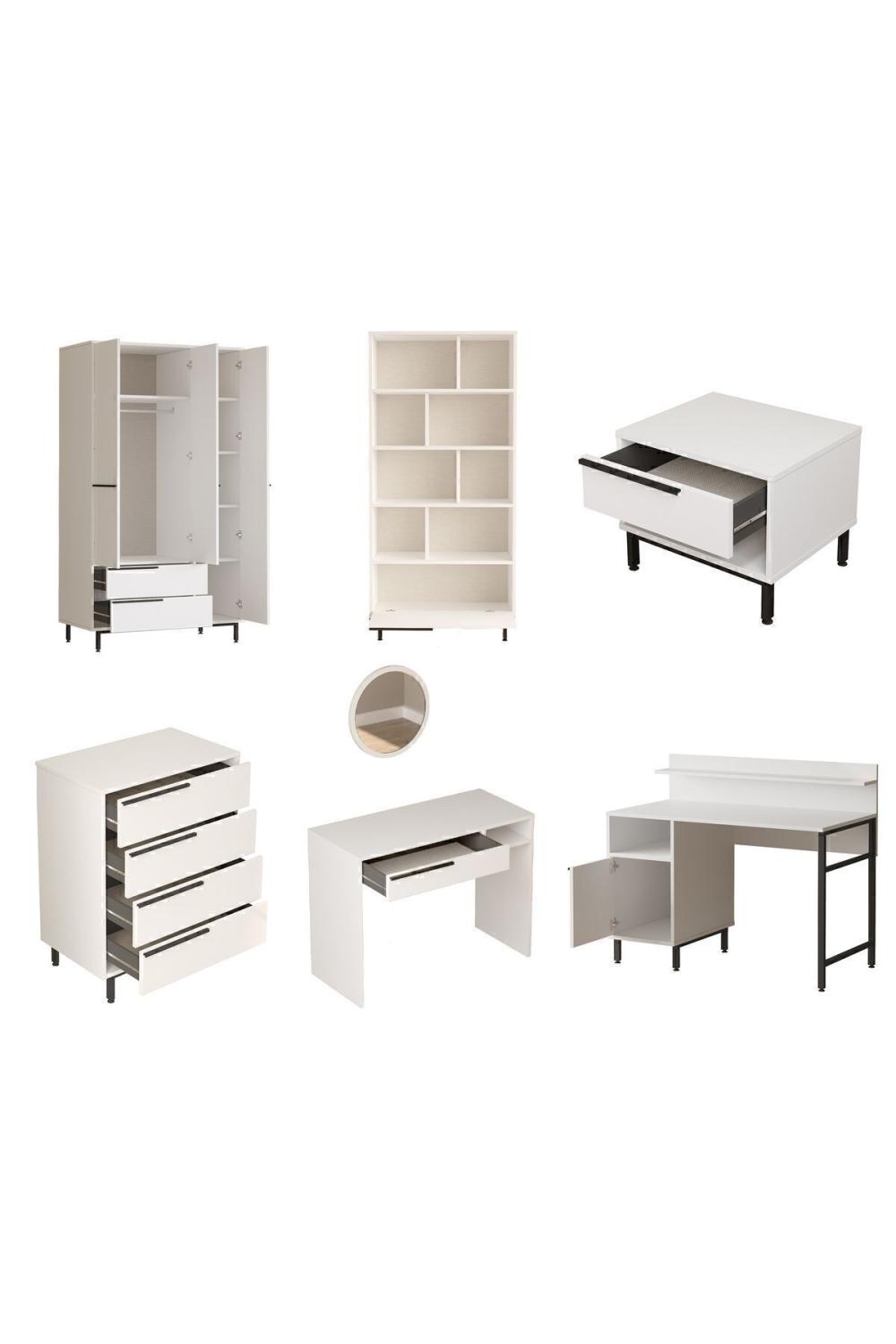 Bohème Chambre ado Ensemble 7'li Ensemble Blanc BOH27-W